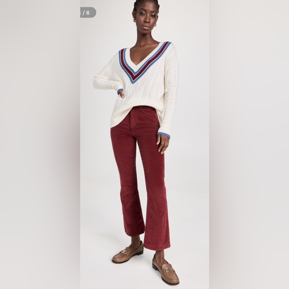 Veronica beard Carson cord high rise ankle flare in oxblood, size 27 - Picture 2 of 16